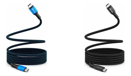Kit 2 Cables Usb-c A Usb-c 60w Mallado 1m - Negro Y Azul Corp Skyla