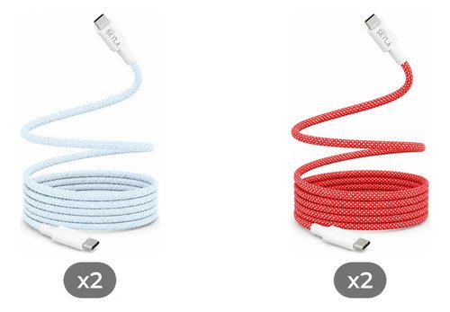 Kit 4 Cables Usb-c A Usb-c 2m 60w Azul Y Rojo Corp Skyla